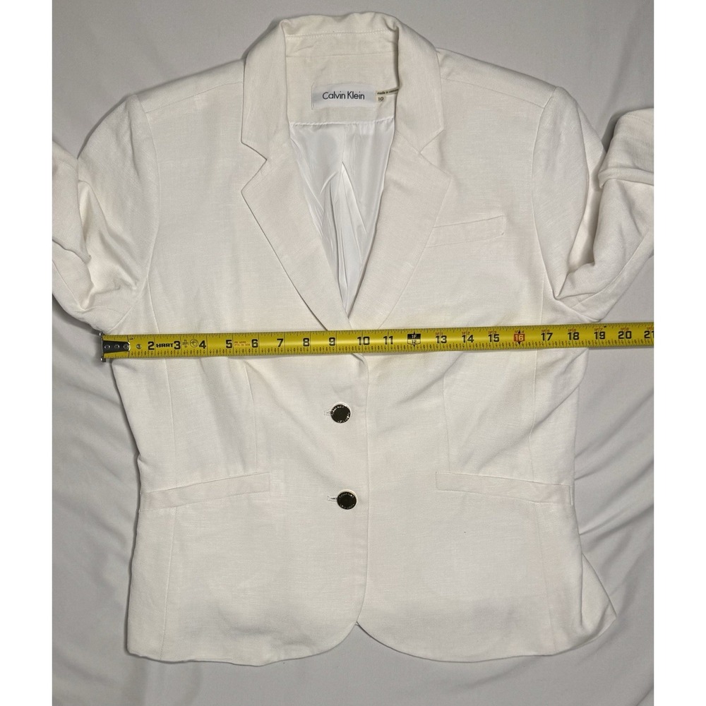 Calvin Klein Linen Blend White 2 Button Blazer Women's Size 10 - Picture 8 of 8